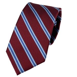 Jos. A. Bank Tie Men Burgundy Red Blue Repp Striped Reserve 100% Silk Business